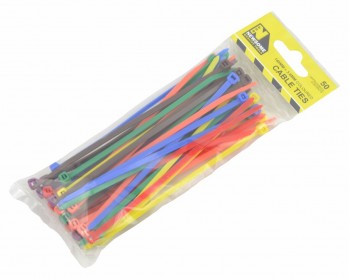 Assorted 140mm x 3.6mm Coloured Cable Ties (50 per pack)